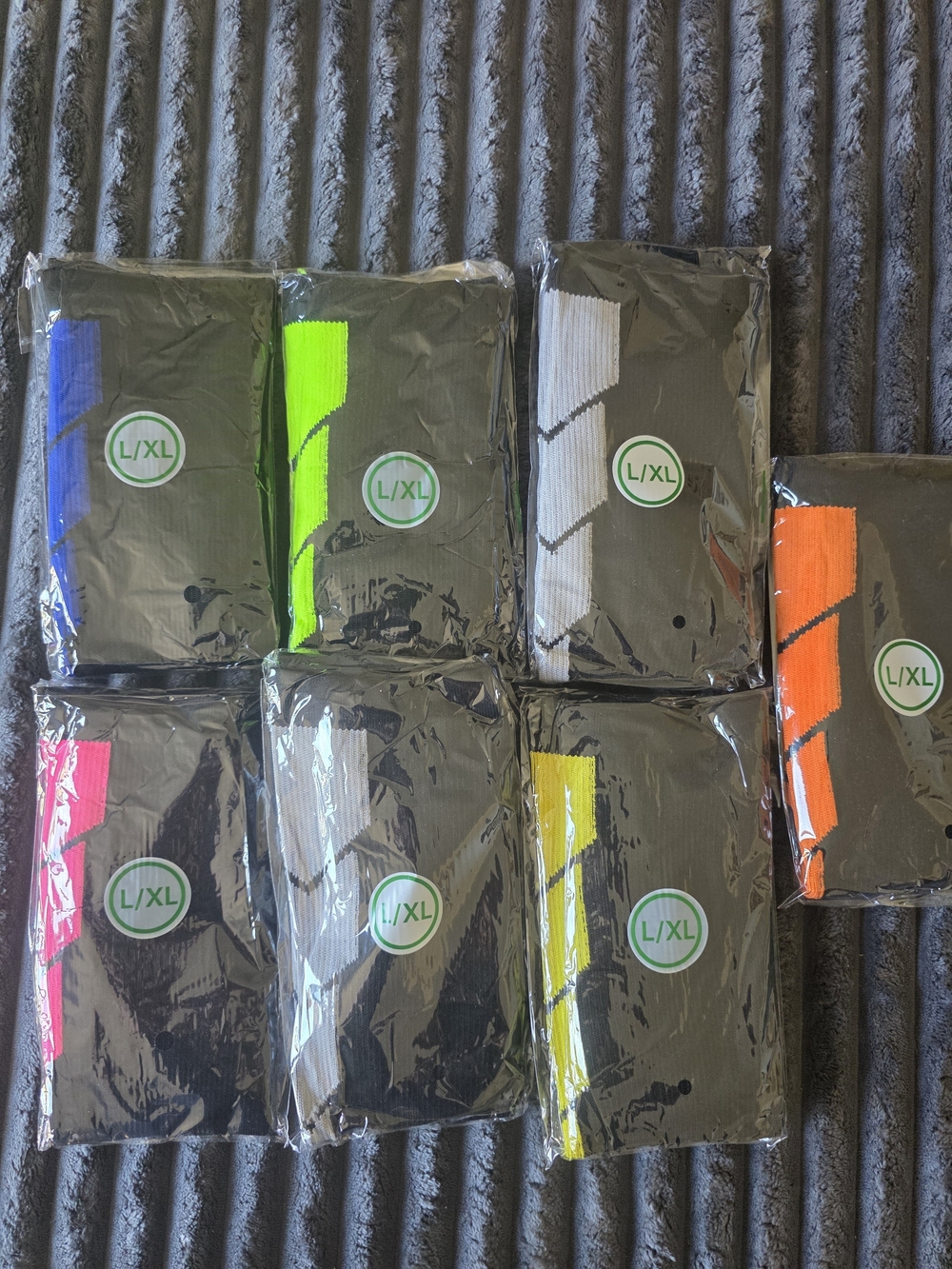 7 Pairs of 15-20mmHg Compression Socks with Neon Accents L/XL